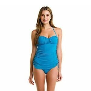 NWT SPANX Sultry Sweetheart One Piece
Swimsuit Aquamarine Blue Ruched Size 6